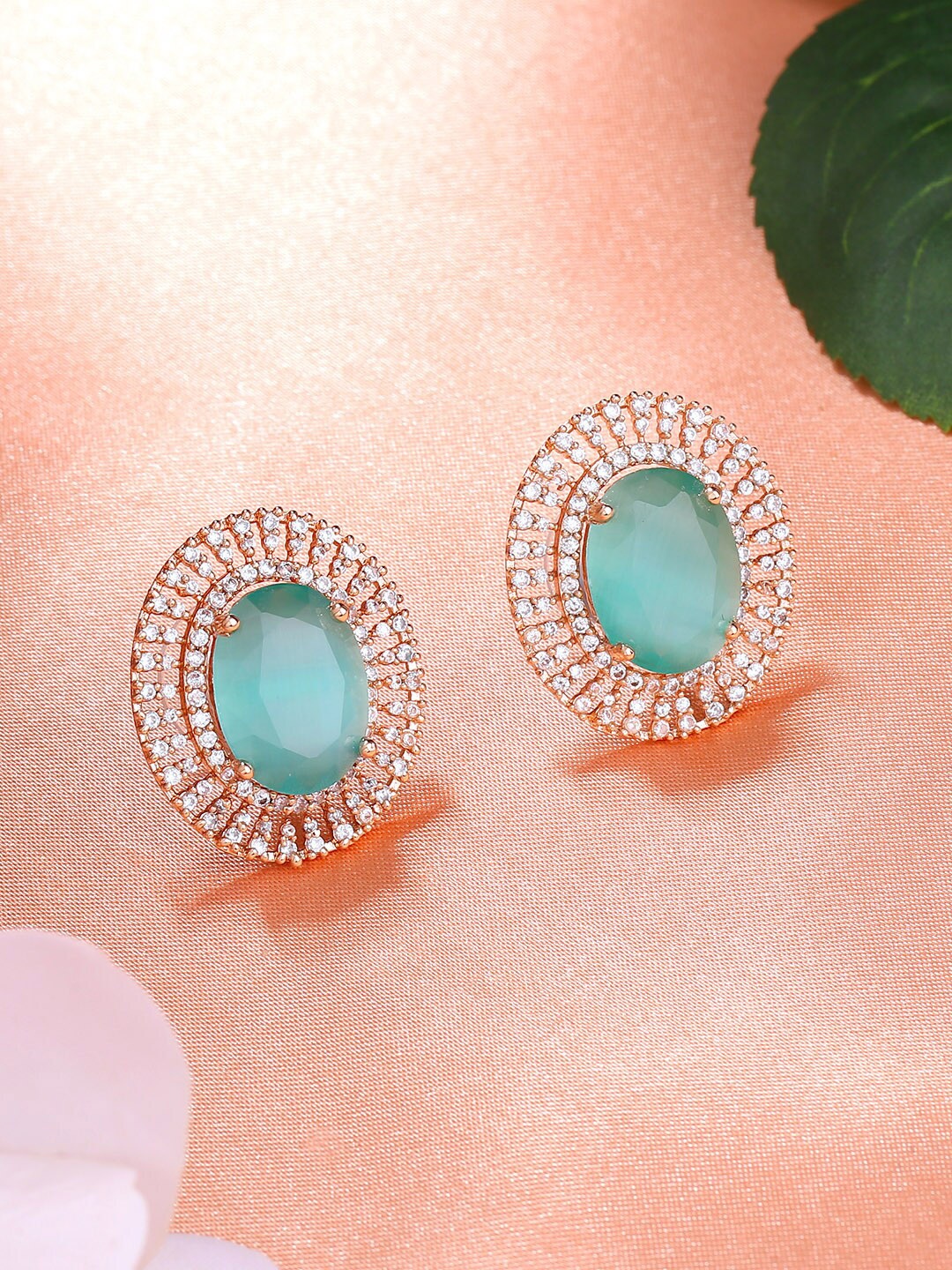 

Estele Oval Studs Earrings, Sea green