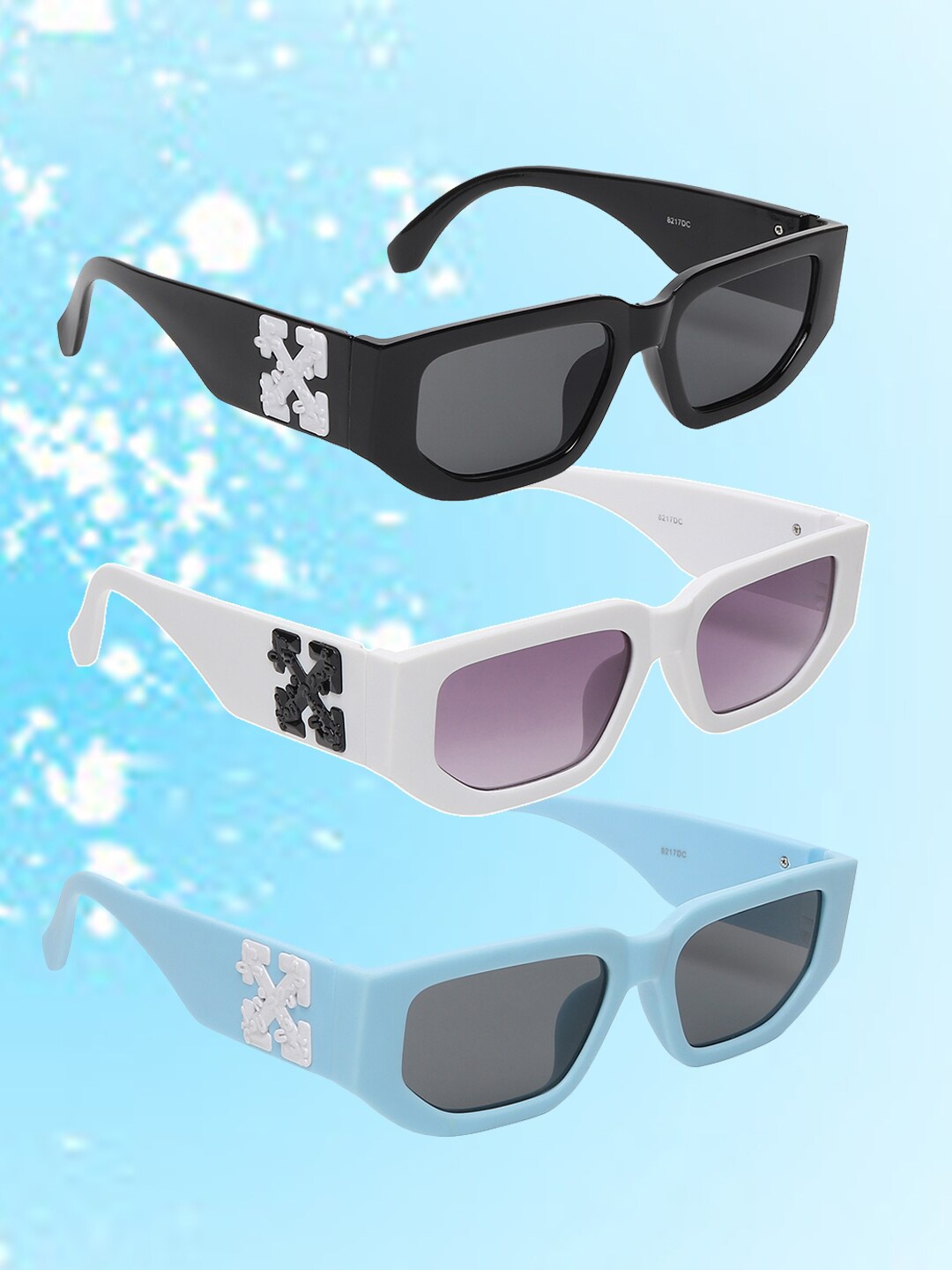 

EPICINK hob Unisex Pack Of 3 Square Sunglasses with UV Protected Lens, Assorted