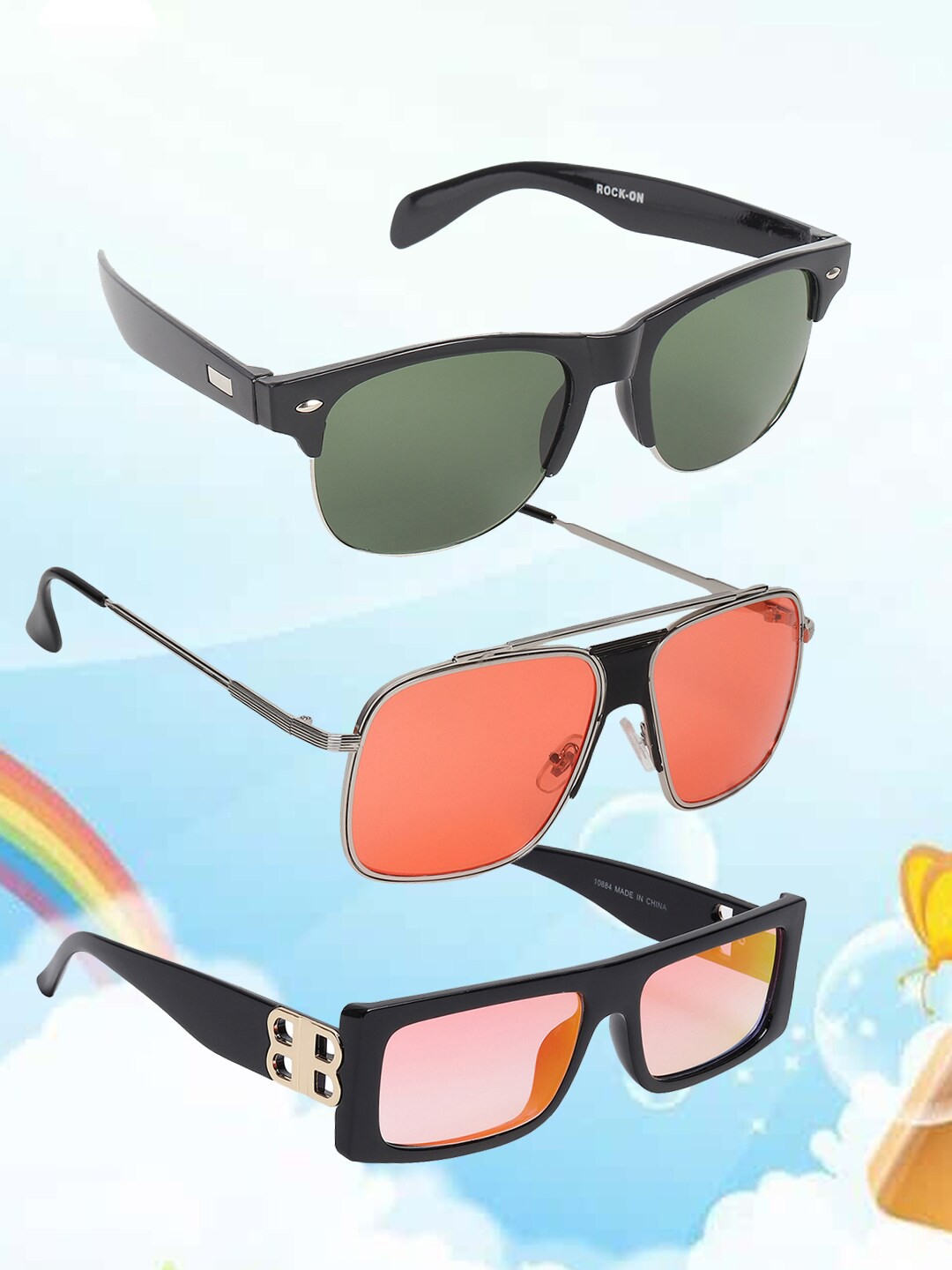 

EPICINK hob Unisex Pack Of 3 Assorted Sunglasses With UV Protected Lens