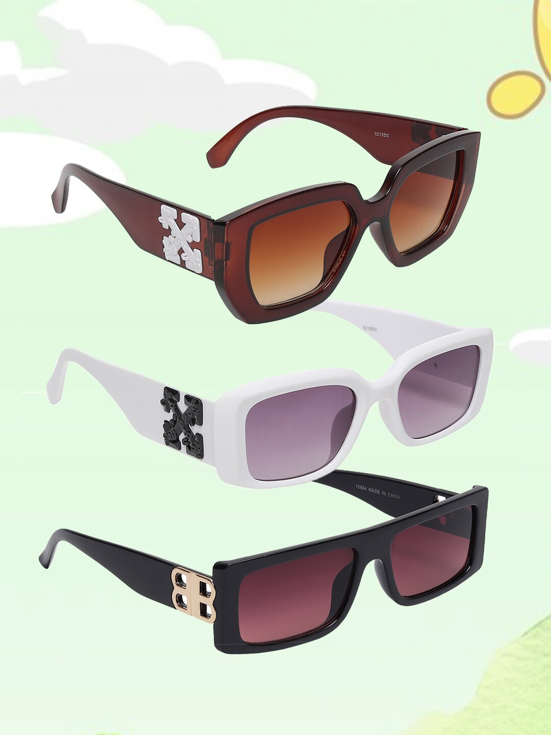 

EPICINK hob Unisex Set Of 3 Assorted Sunglasses With UV Protected Lens