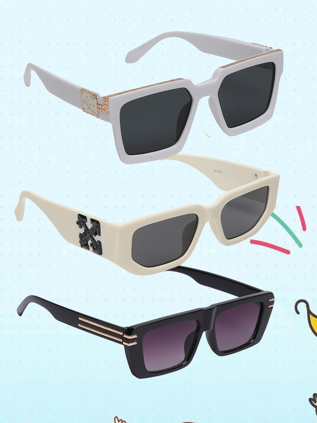 

EPICINK hob Unisex Pack Of 3 Assorted Sunglasses With UV Protected Lens