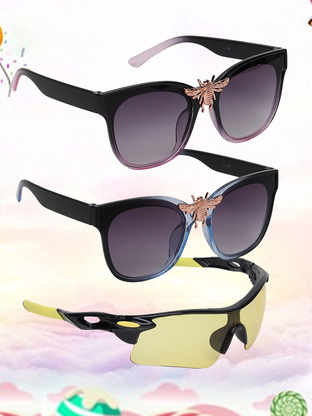 

EPICINK hob Unisex Set of 3 Round Sunglasses with UV Protected Lens EPIC-P3-SN-25, Assorted