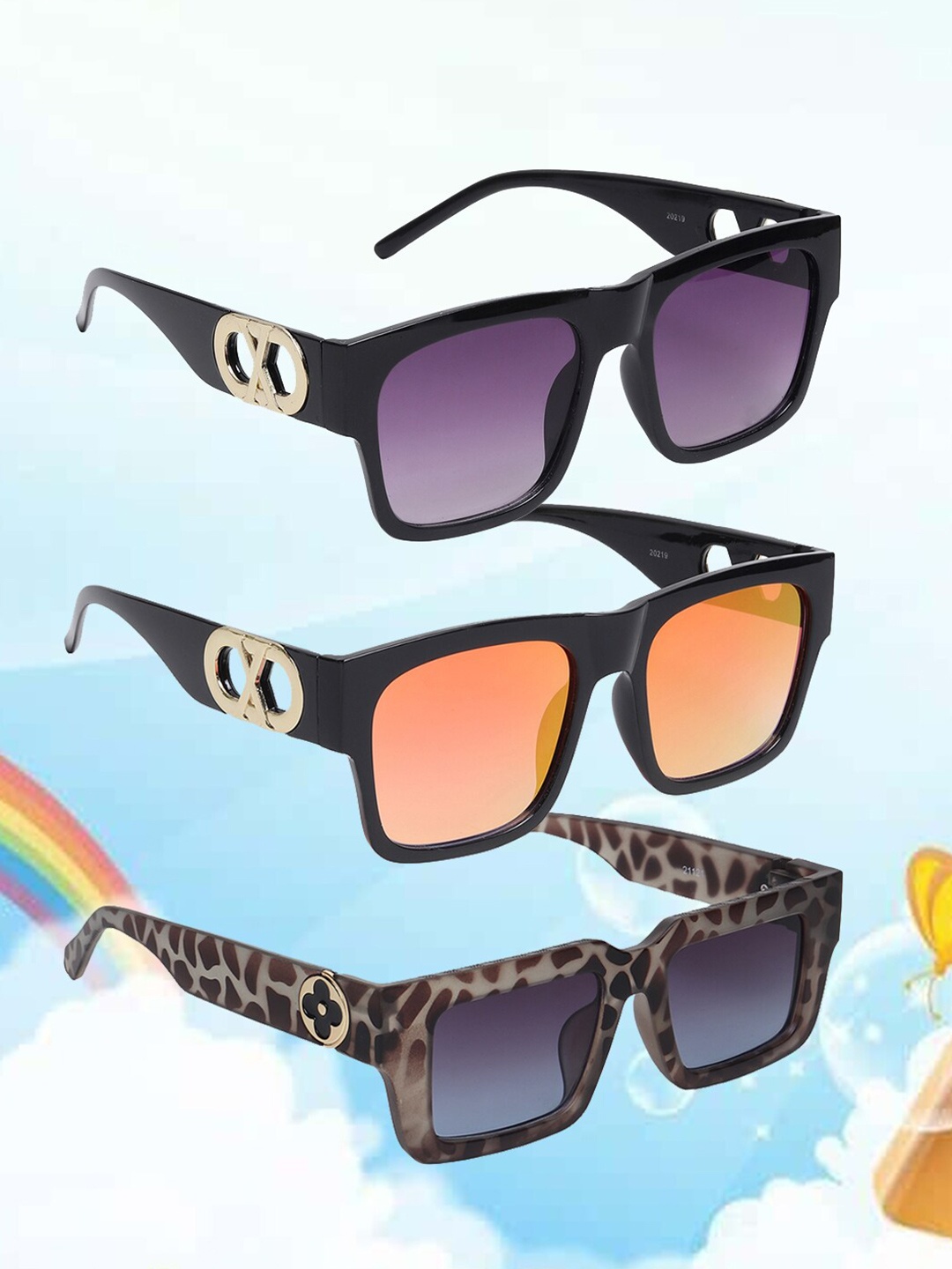 

EPICINK hob Unisex Set Of 3 Assorted Sunglasses With UV Protected Lens