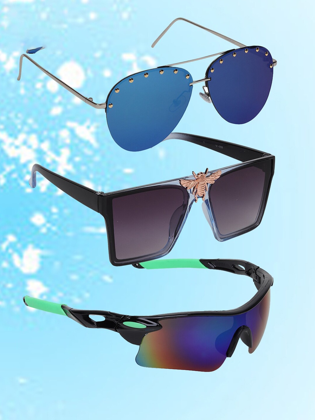 

EPICINK hob Unisex Set Of 3 Assorted Sunglasses With UV Protected Lens