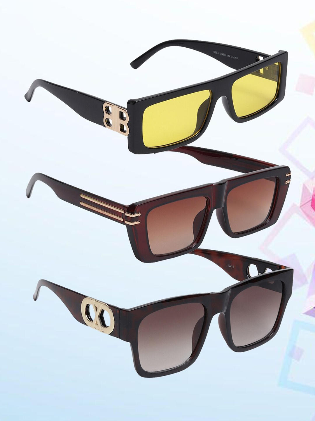 

EPICINK hob Unisex Pack Of 3 Assorted Sunglasses With UV Protected Lens