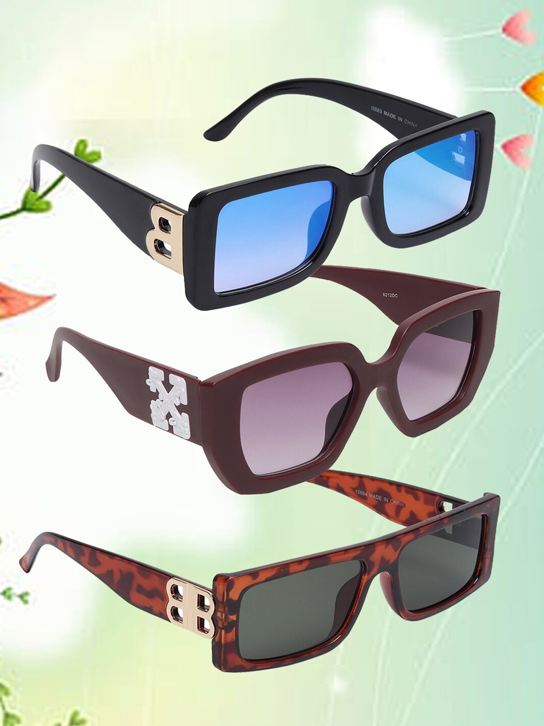 

EPICINK hob Unisex Set Of 3 Square Sunglasses with UV Protected Lens EPIC-P3-SN-11, Assorted