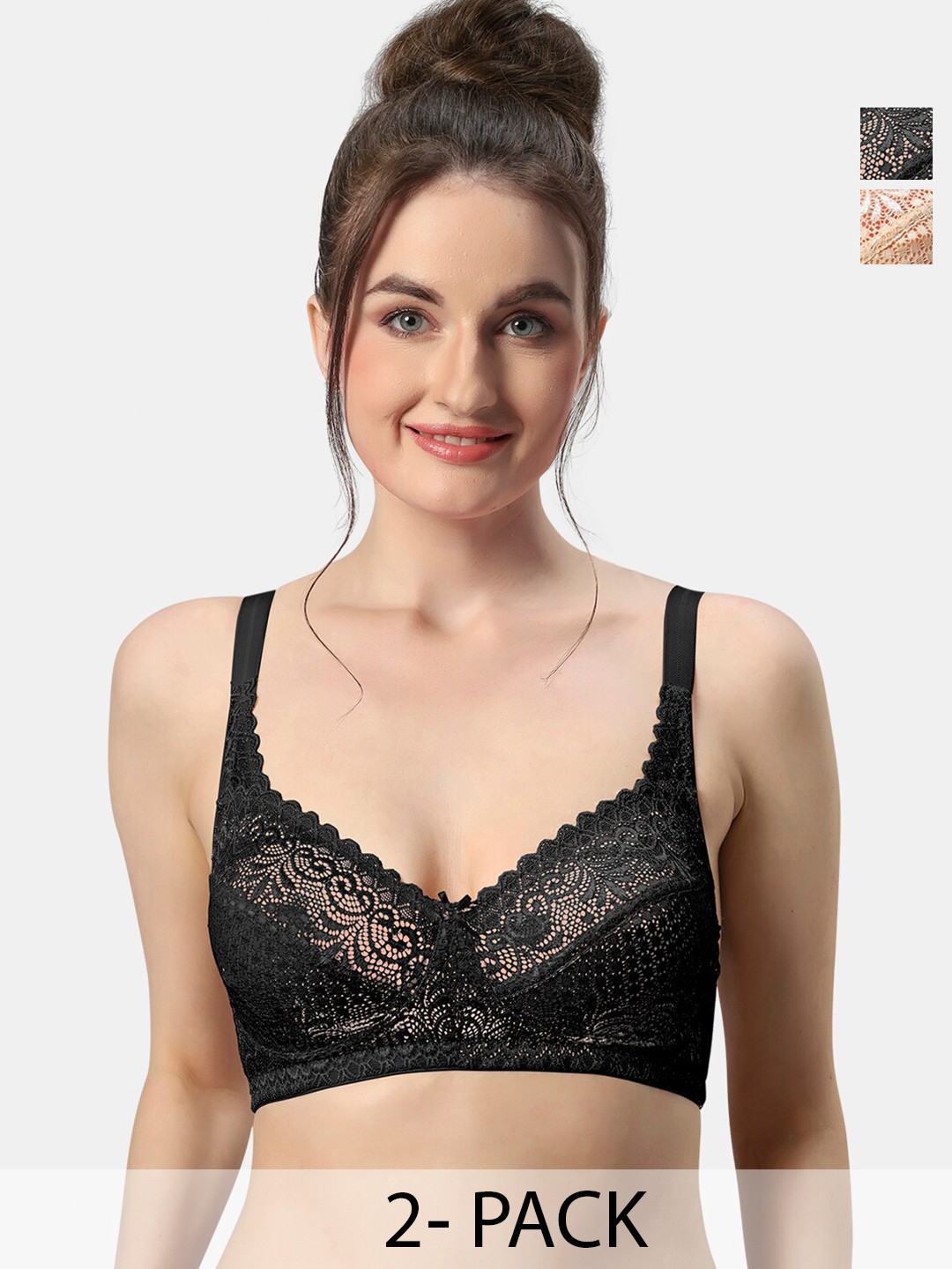 

Sonari Pack Of 2 Medium Coverage Lightly Padded Bra All Day Comfort, Assorted