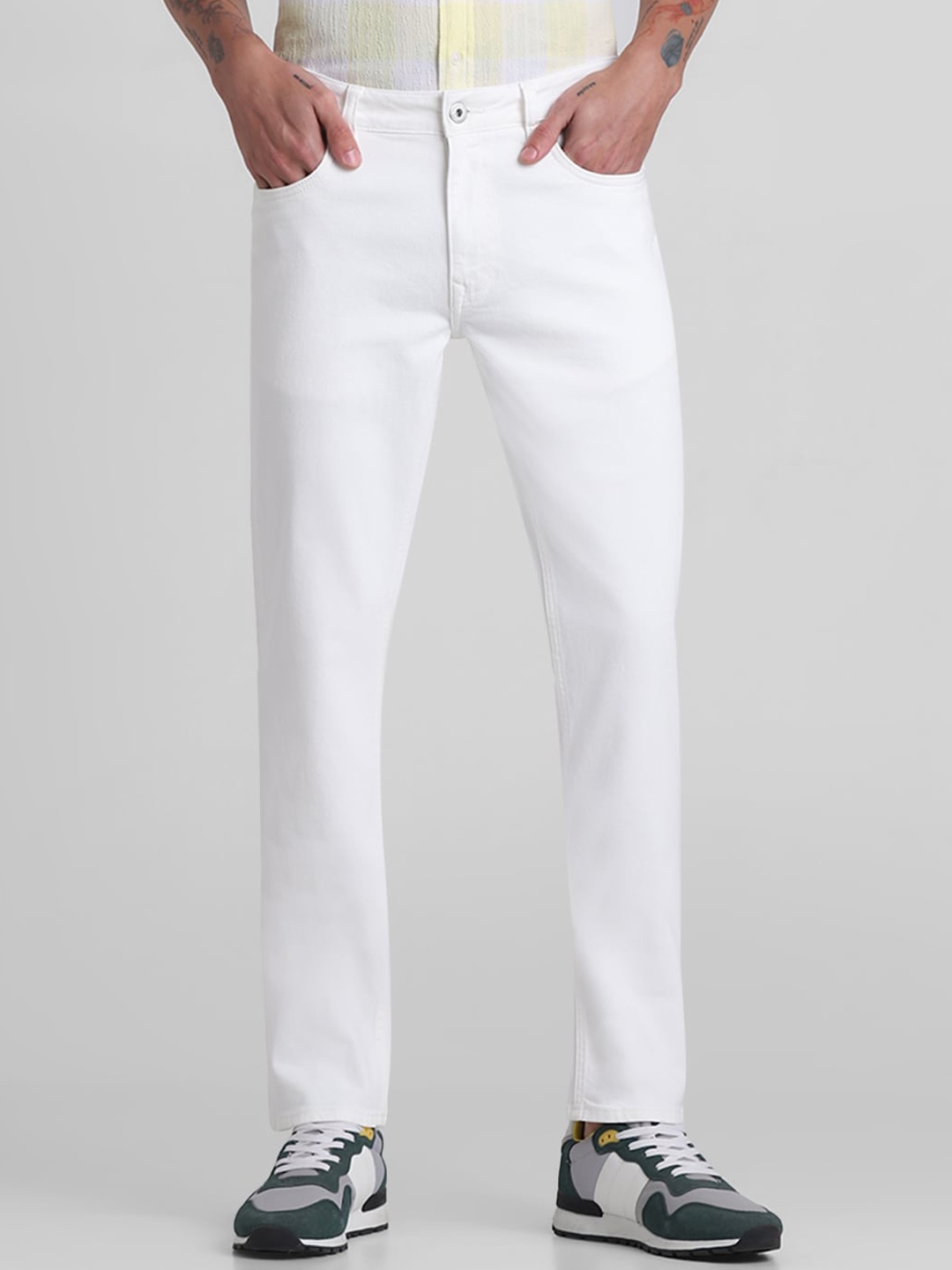 

Jack & Jones Men Slim Fit Mid-Rise Stretchable Jeans, White