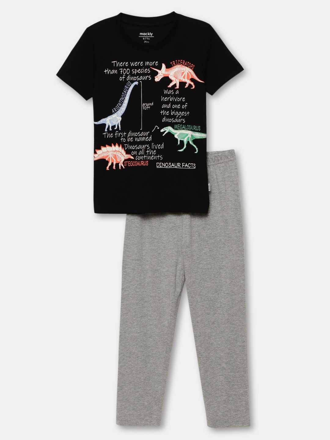 

mackly Boys Printed Night suit, Black