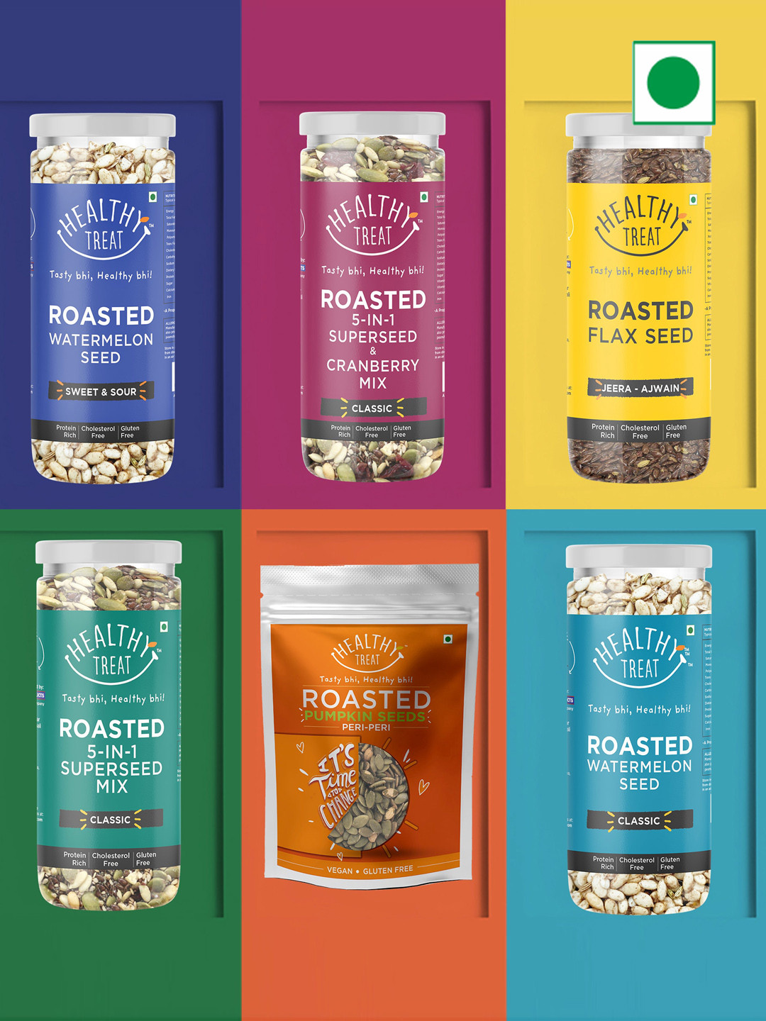 

Healthy Treat Set of 6 Roasted Seeds, Yellow