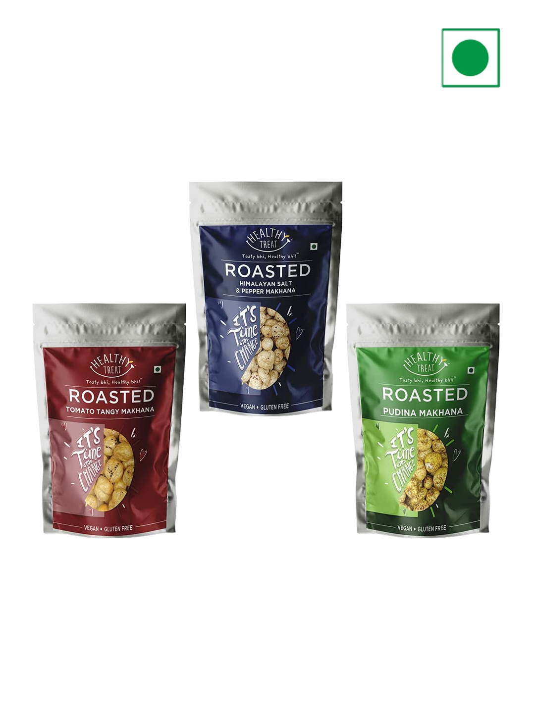 

Healthy Treat Set of 3 Roasted Makhana-180 gm, Green