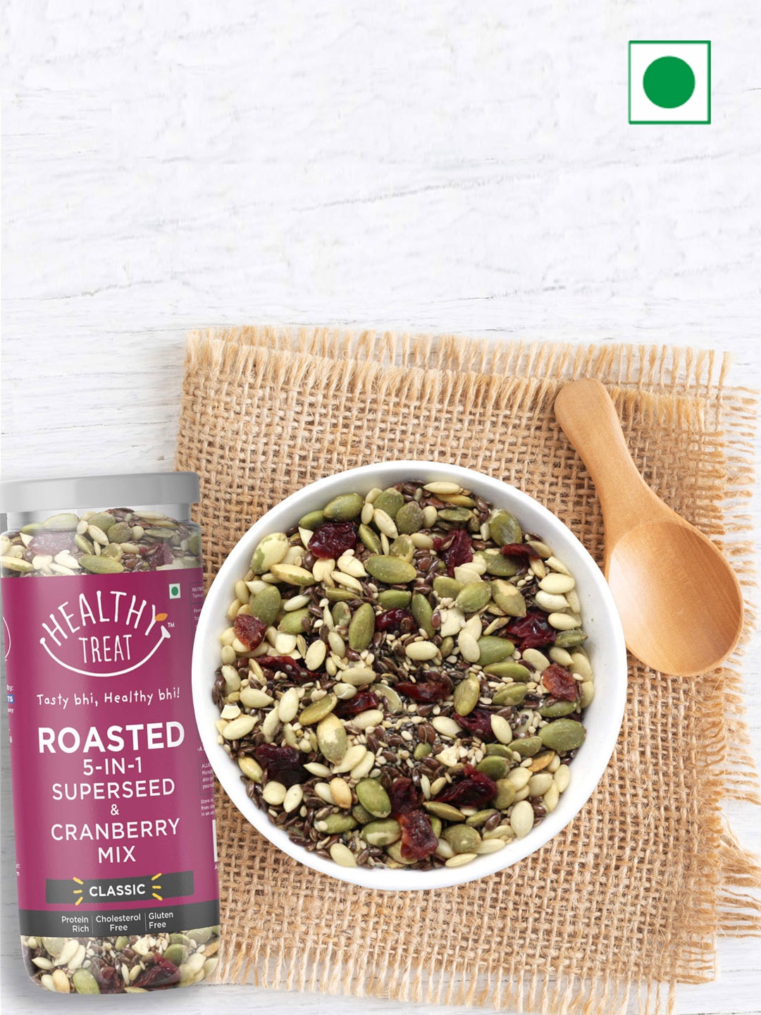 

Healthy Treat Set of 5 Roasted Super Seeds & Cranberry Mix-150g Each, Purple