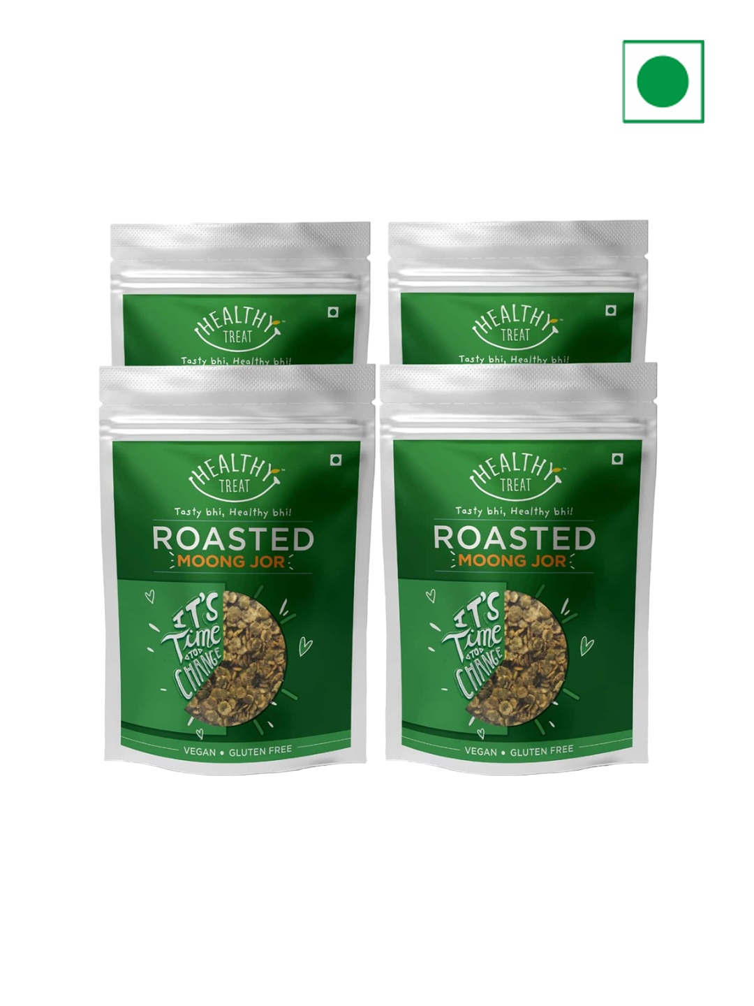 

Healthy Treat Set of 4 Roasted Moong Jor-150 Gm Each, Green