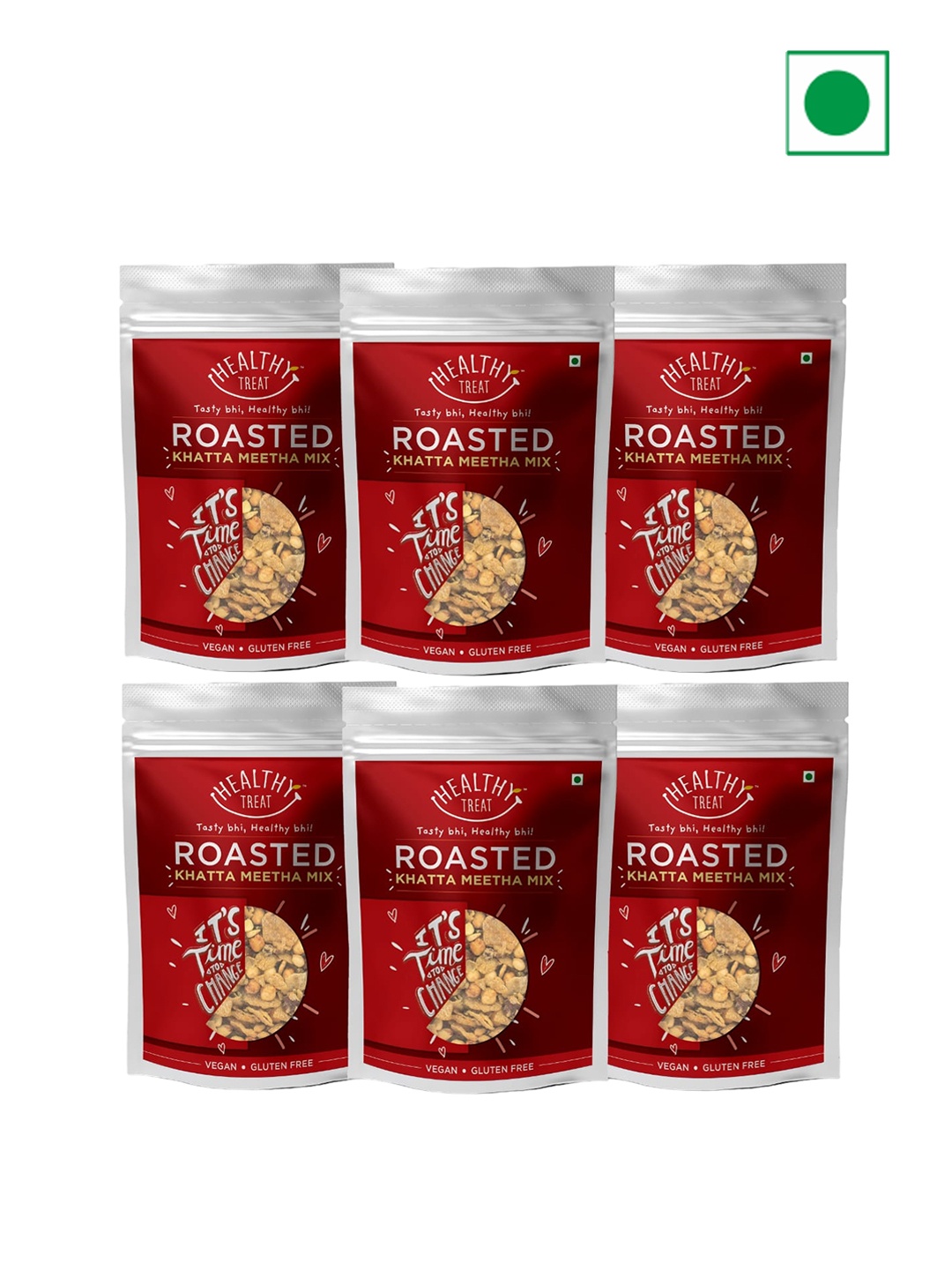

Healthy Treat Pack Of 6 Roasted Khatta Meetha Mix 150 Gms Each, Maroon
