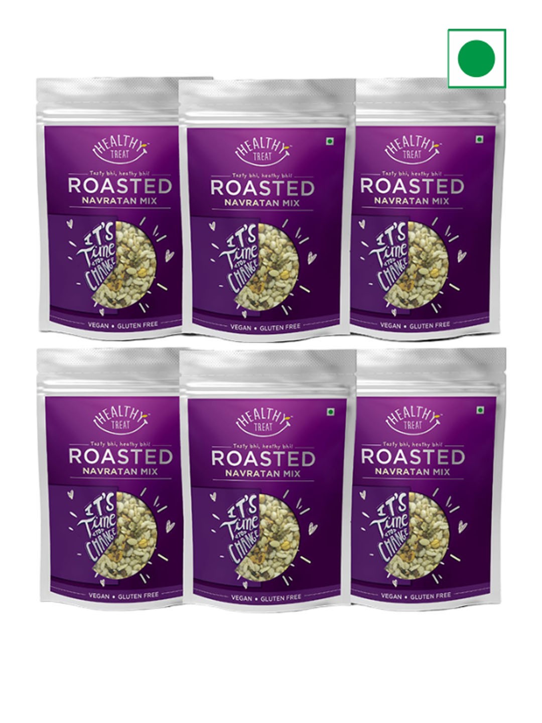 

Healthy Treat Pack Of 6 Roasted Navratan Mix 150 Gms Each, Purple