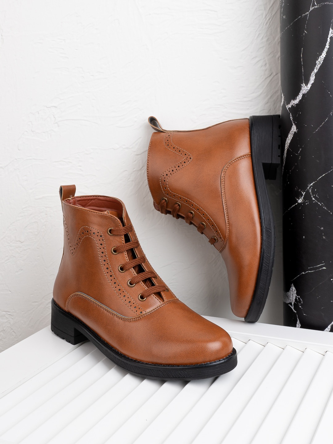 

The Roadster Lifestyle Co. Women Tan Mid-Top Heeled Boots