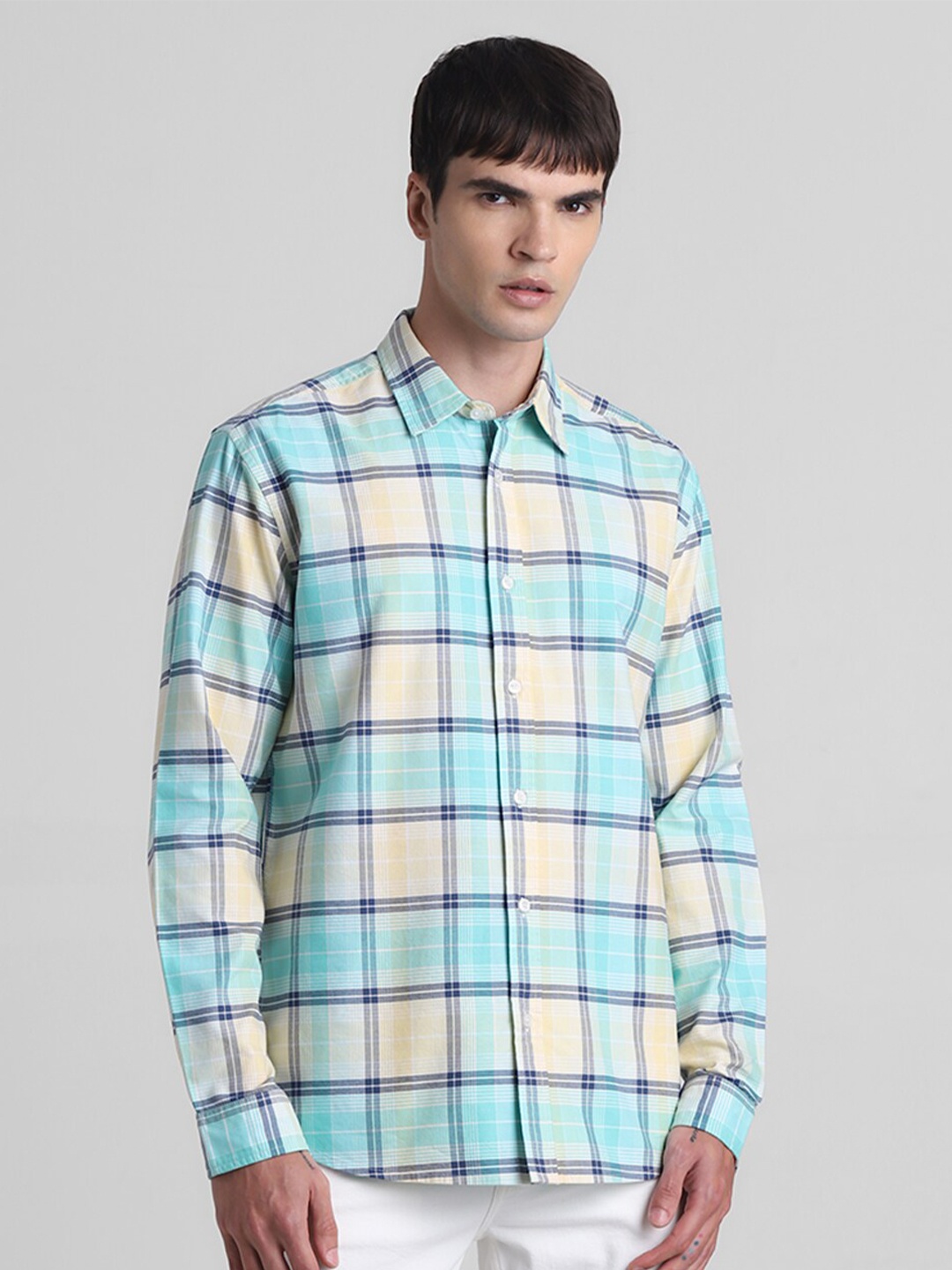 

Jack & Jones Men Tartan Checks Opaque Checked Casual Shirt, Green