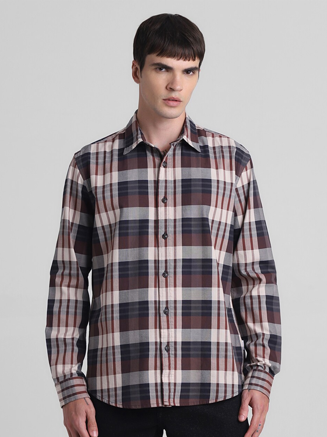 

Jack & Jones Men Opaque Checked Casual Shirt, Brown