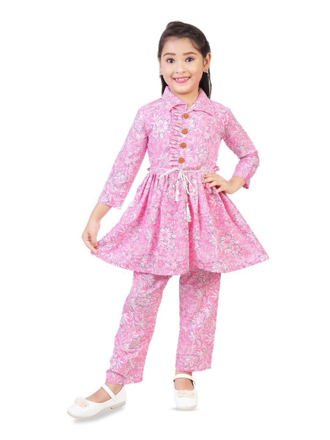 

BAESD Girls Printed Tunic with Trousers, Pink