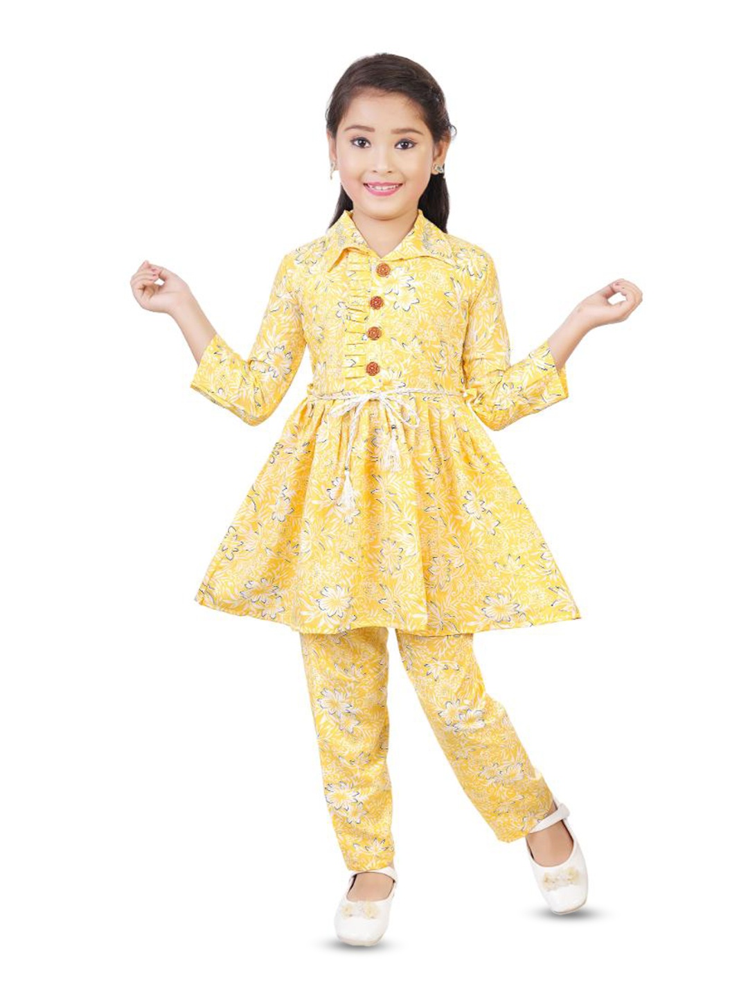 

BAESD Girls Printed Tunic with Trousers, Yellow