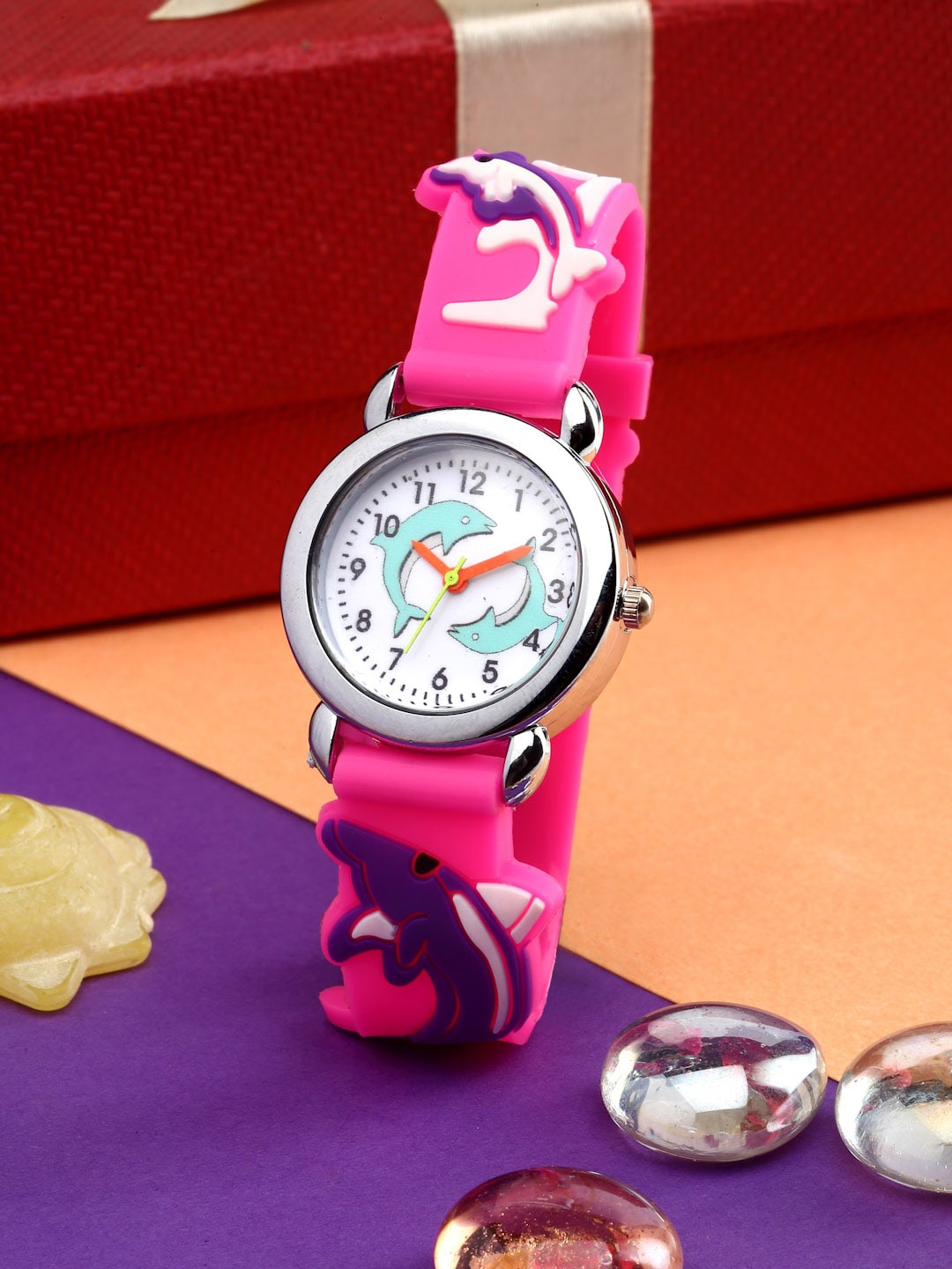 

Stoln Unisex Kids Embellished Dial & Bracelet Style Straps Analogue Watch 18714-2-D-20007651, Fuchsia