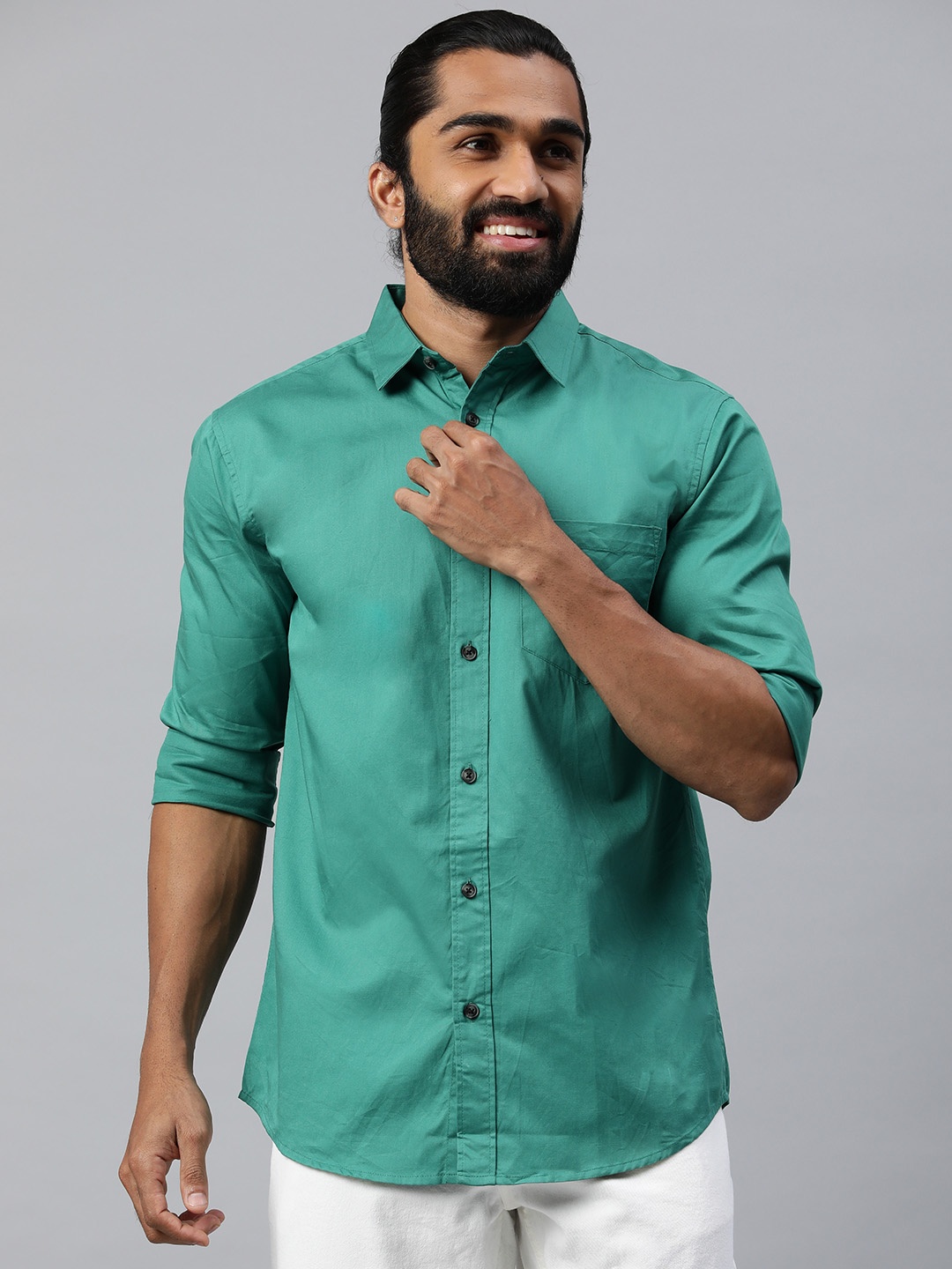 

Majestic Man Men Comfort Slim Fit Casual Shirt, Teal
