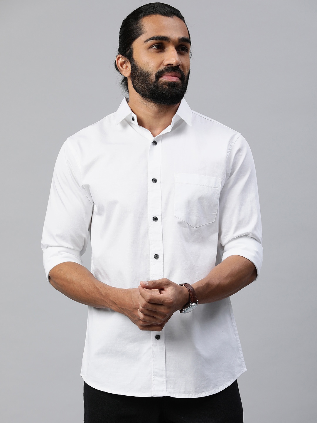 

Majestic Man Men Comfort Slim Fit Casual Shirt, White
