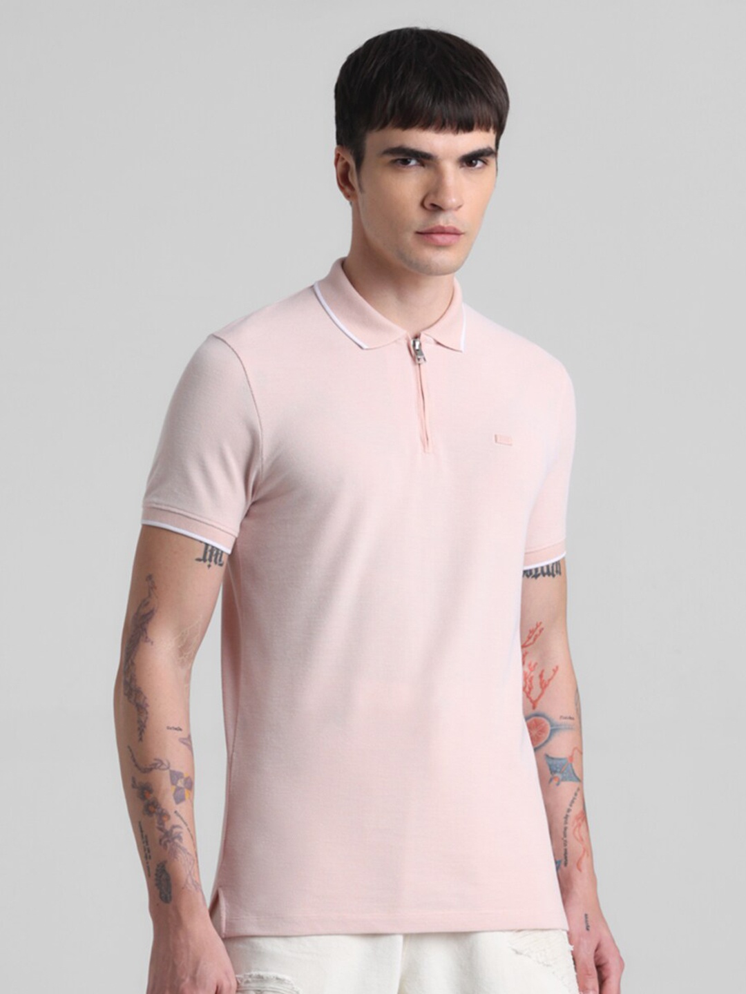 

Jack & Jones Men Polo Collar Slim Fit T-shirt, Pink