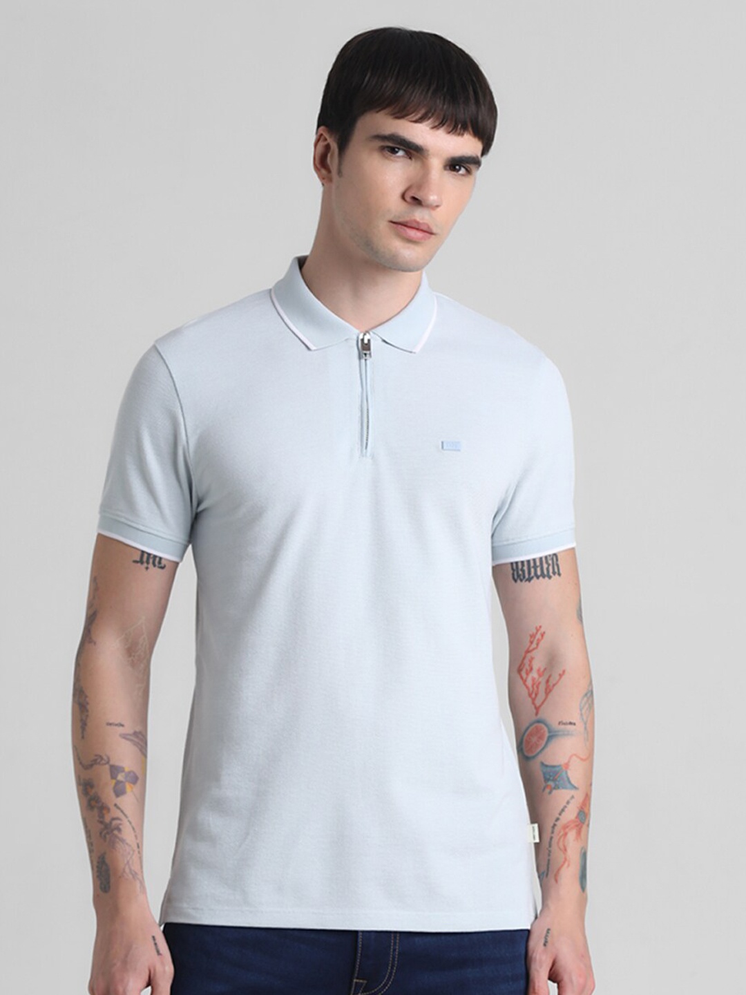 

Jack & Jones Men Polo Collar Applique Slim Fit T-shirt, Blue