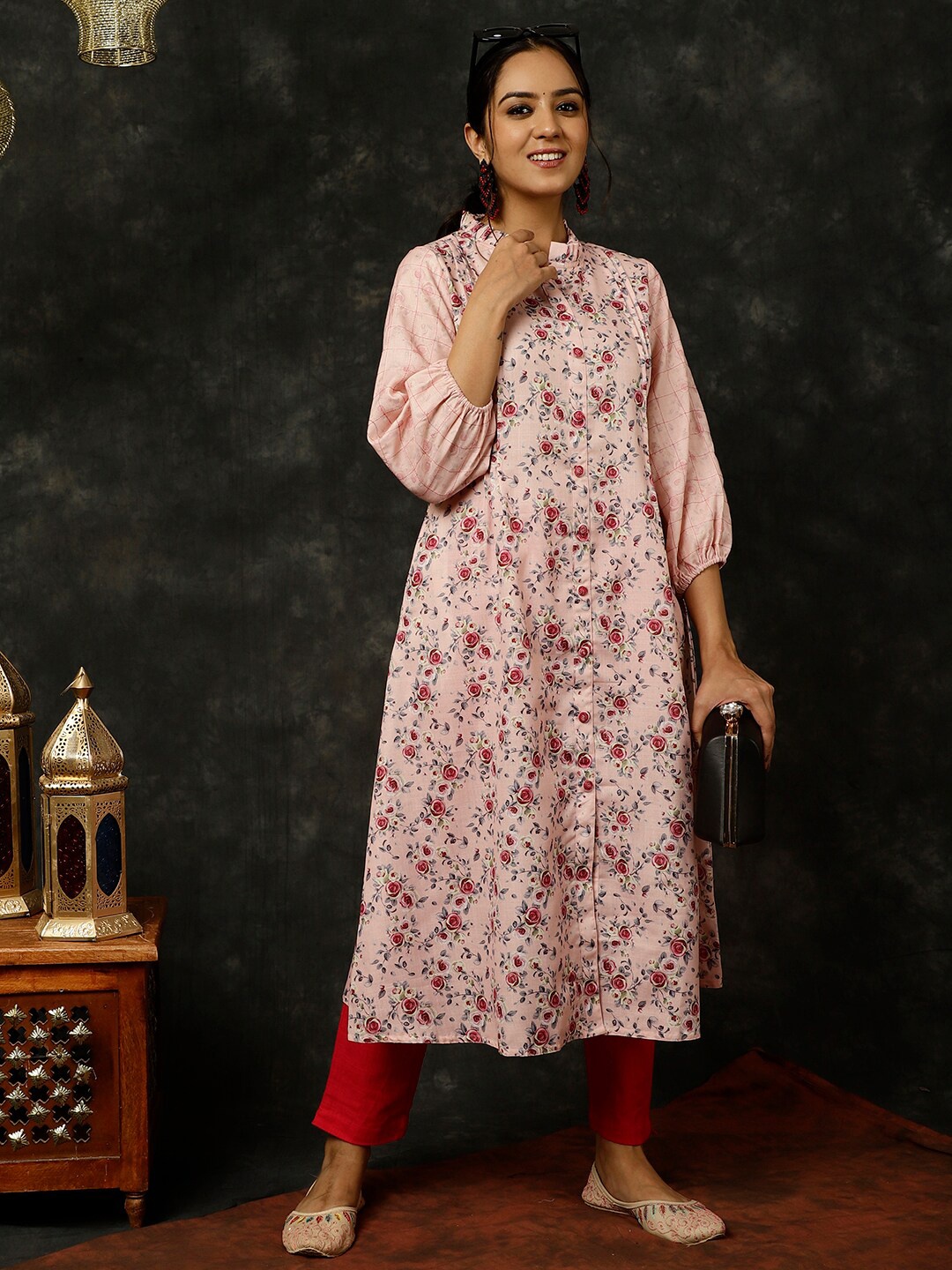 

Jaipur Kurti Women Floral Printed Kurta, Pink