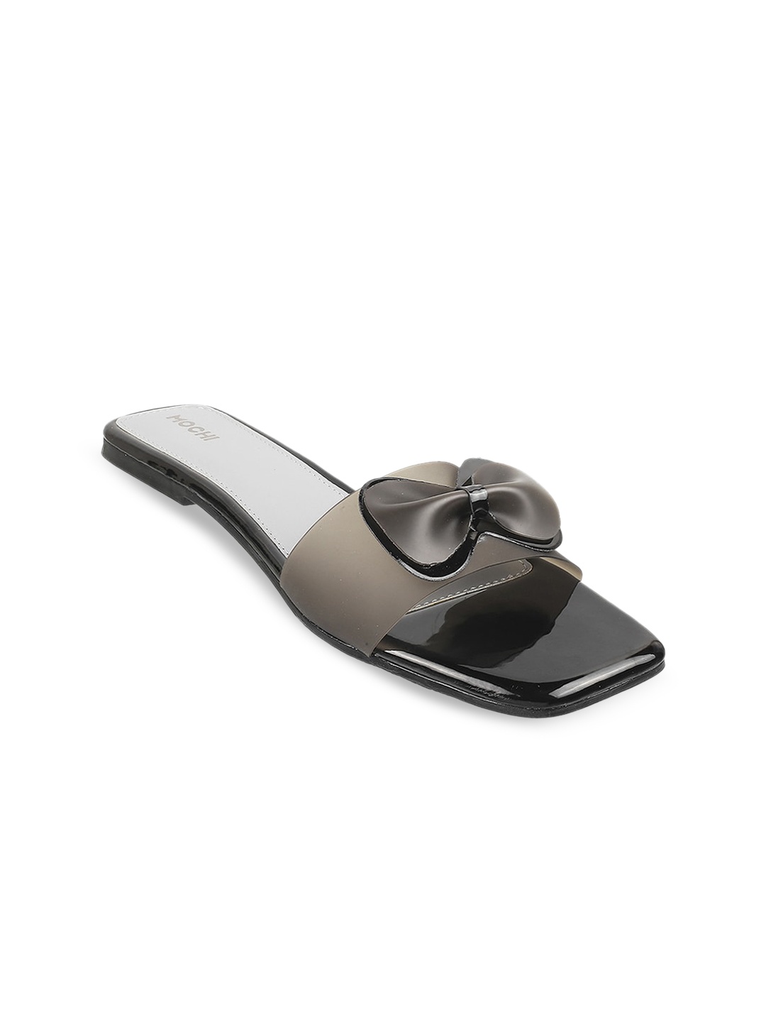 

Mochi Women Synthetic Open Toe Flats with Bows, Black