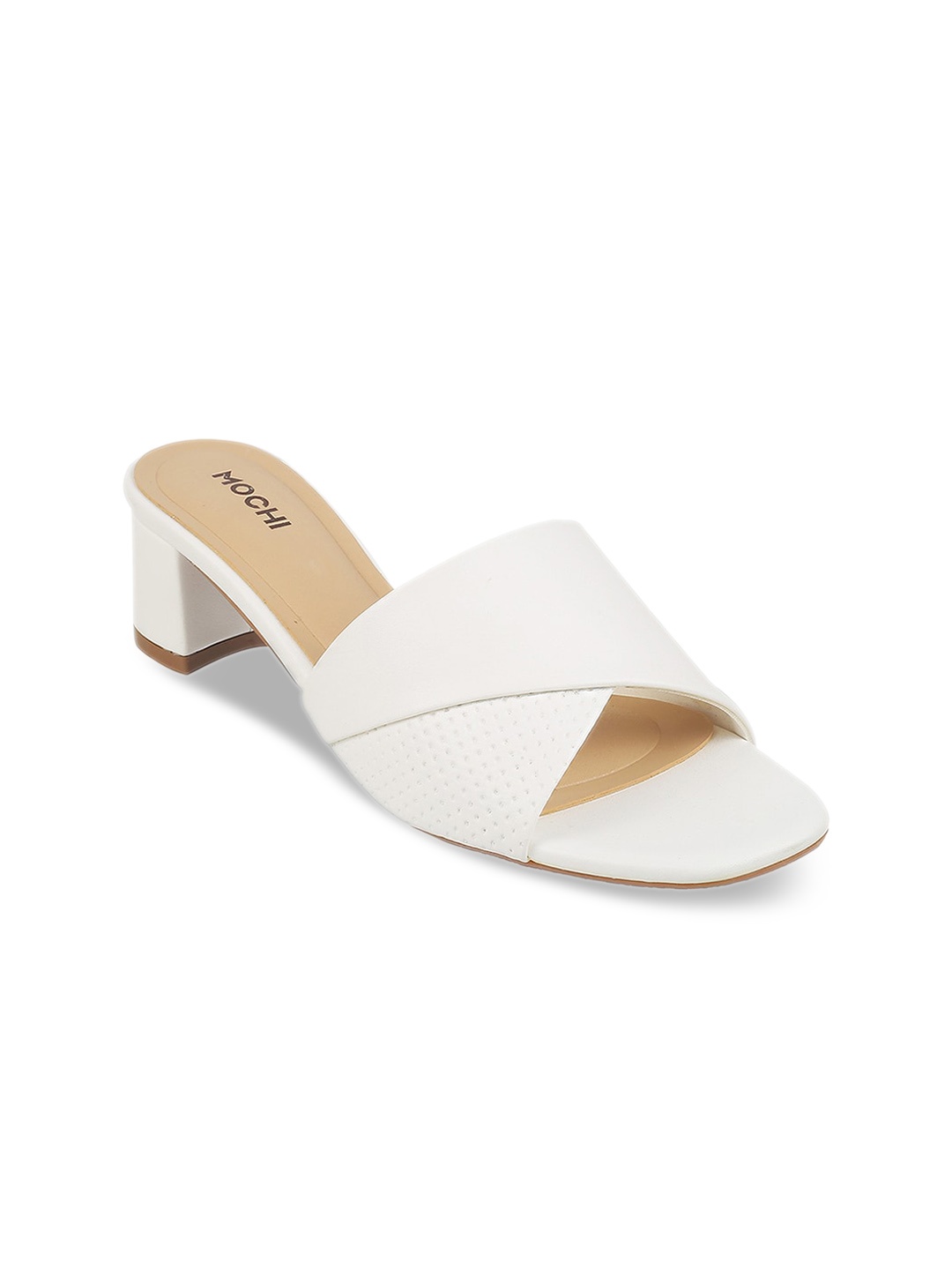 

Mochi Colourblocked Block Sandals, White