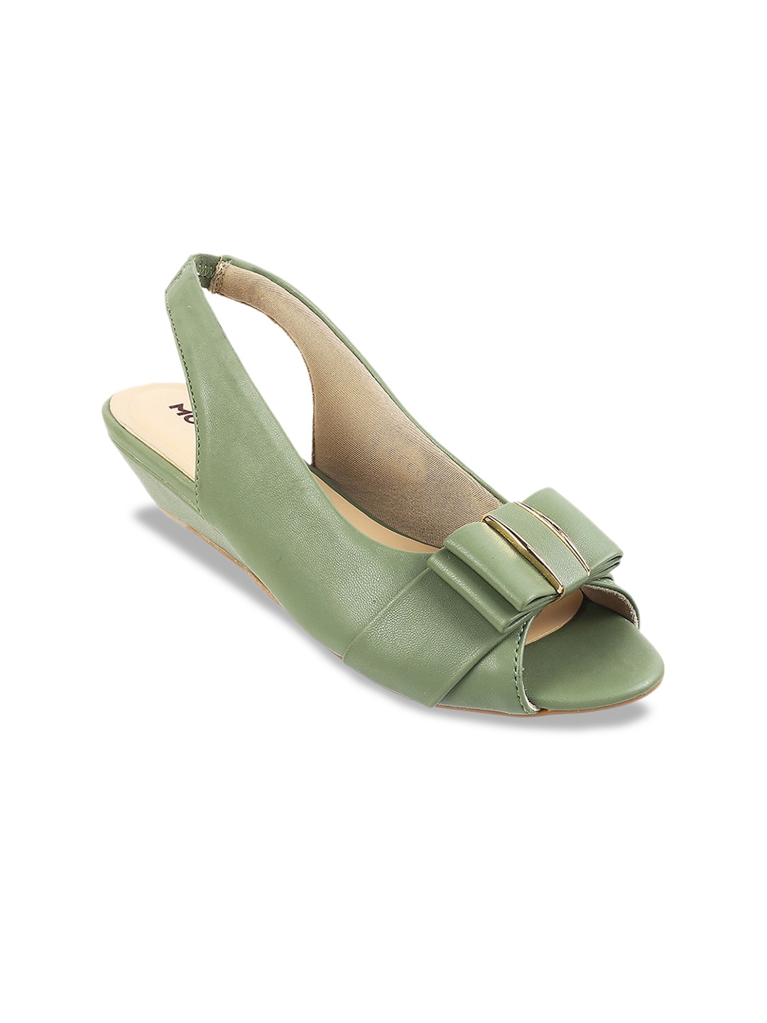 

Mochi Peep Toes Wedge Heels With Bows, Green