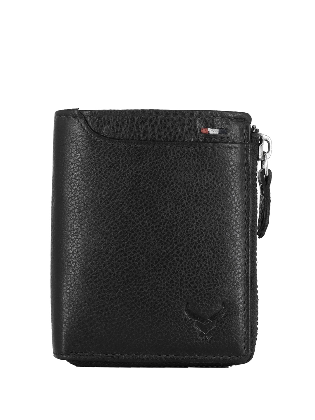 

REDHORNS Men Leather Zip Around Wallet, Black