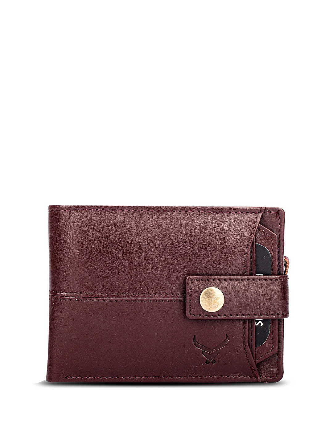 

REDHORNS Men Leather Two Fold Wallet, Maroon
