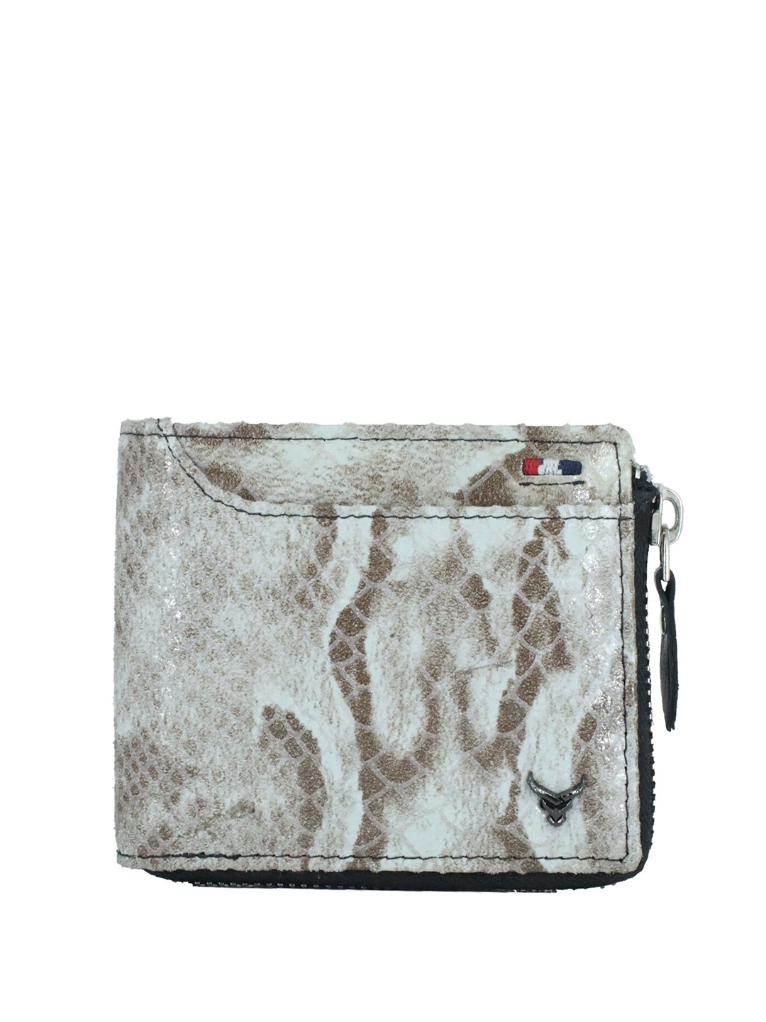 

REDHORNS Men Animal Printed Rfid Leather Two Fold Wallet, White