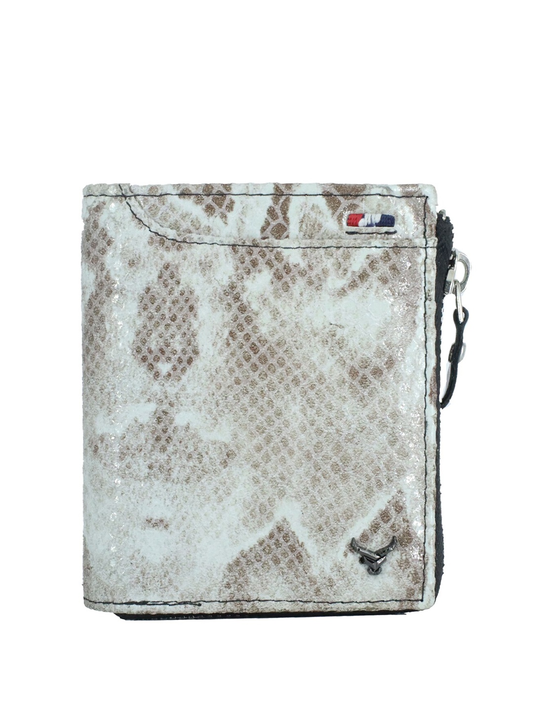 

REDHORNS Men Animal Printed Leather Two Fold Wallet, White