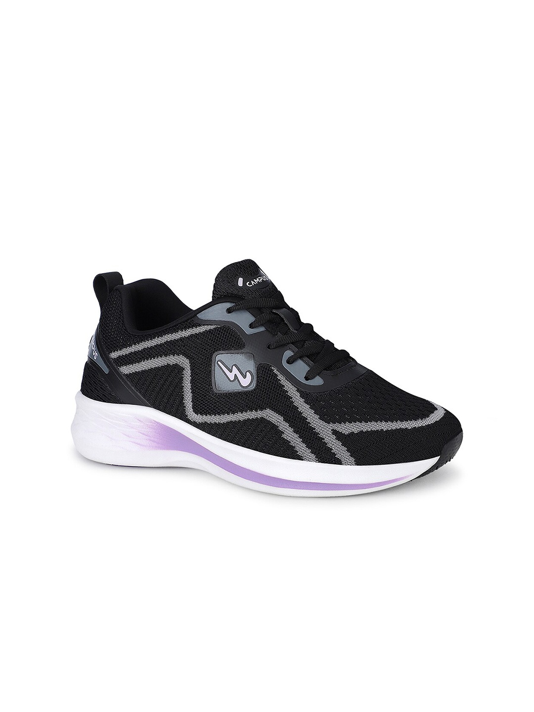 

Campus Women Lace Up Mesh Running Shoes, Black