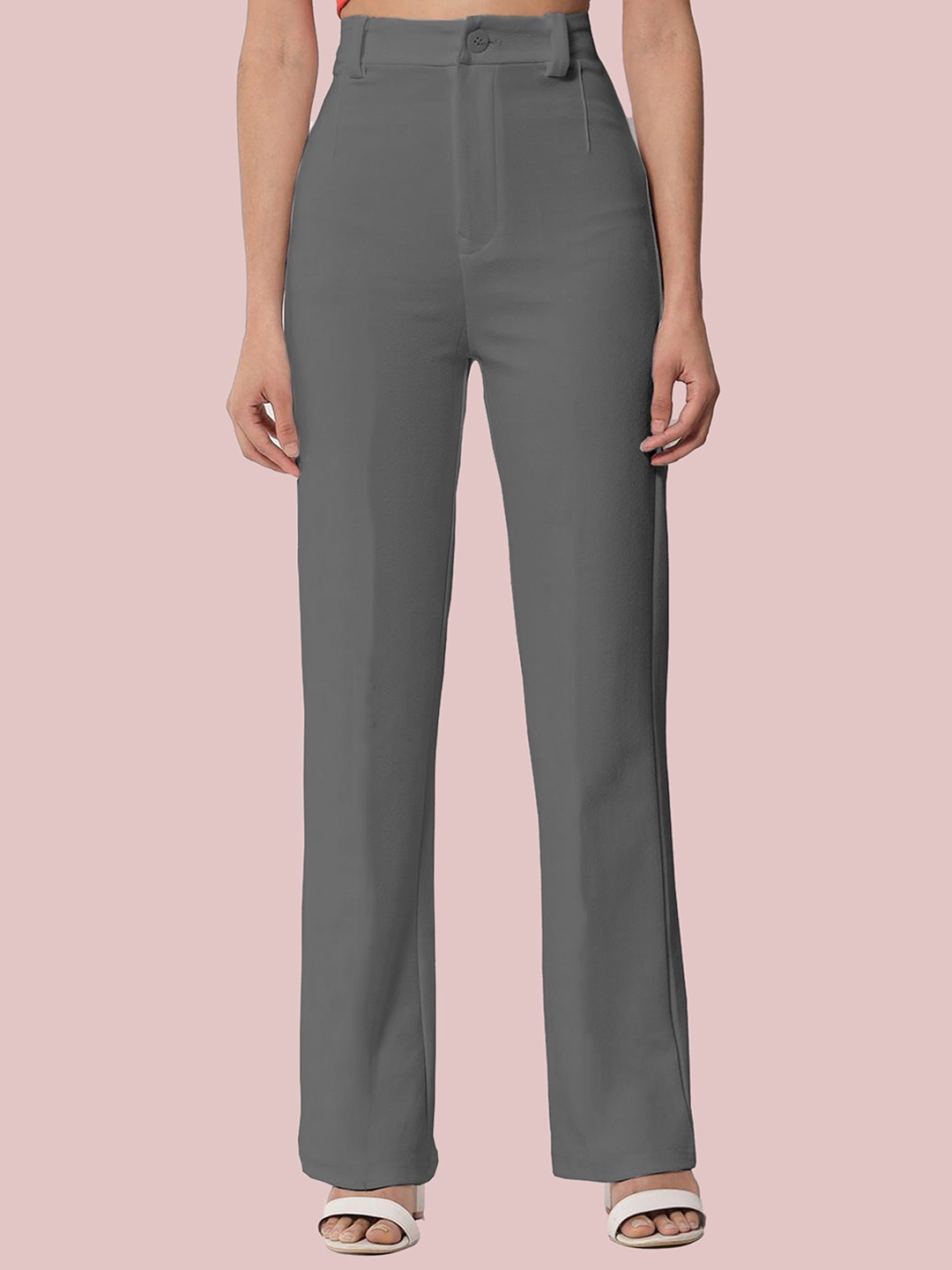 

N N ENTERPRISE Women Original High-Rise Trousers, Grey