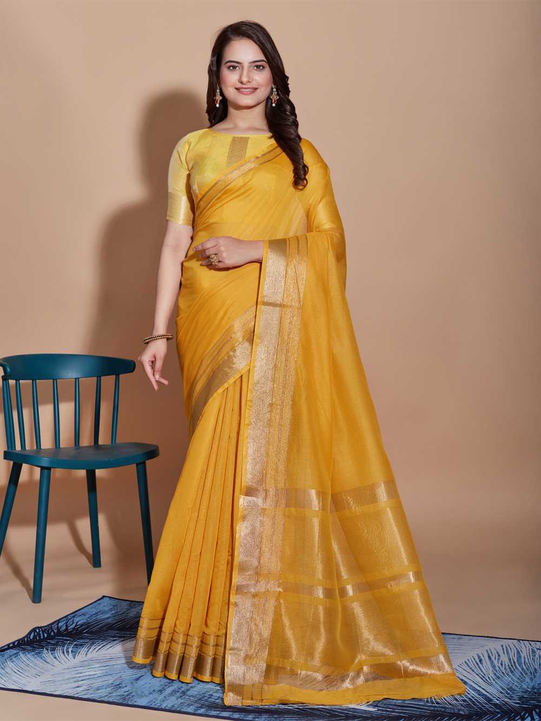 

VAIRAGEE Zari Gadwal Saree, Yellow