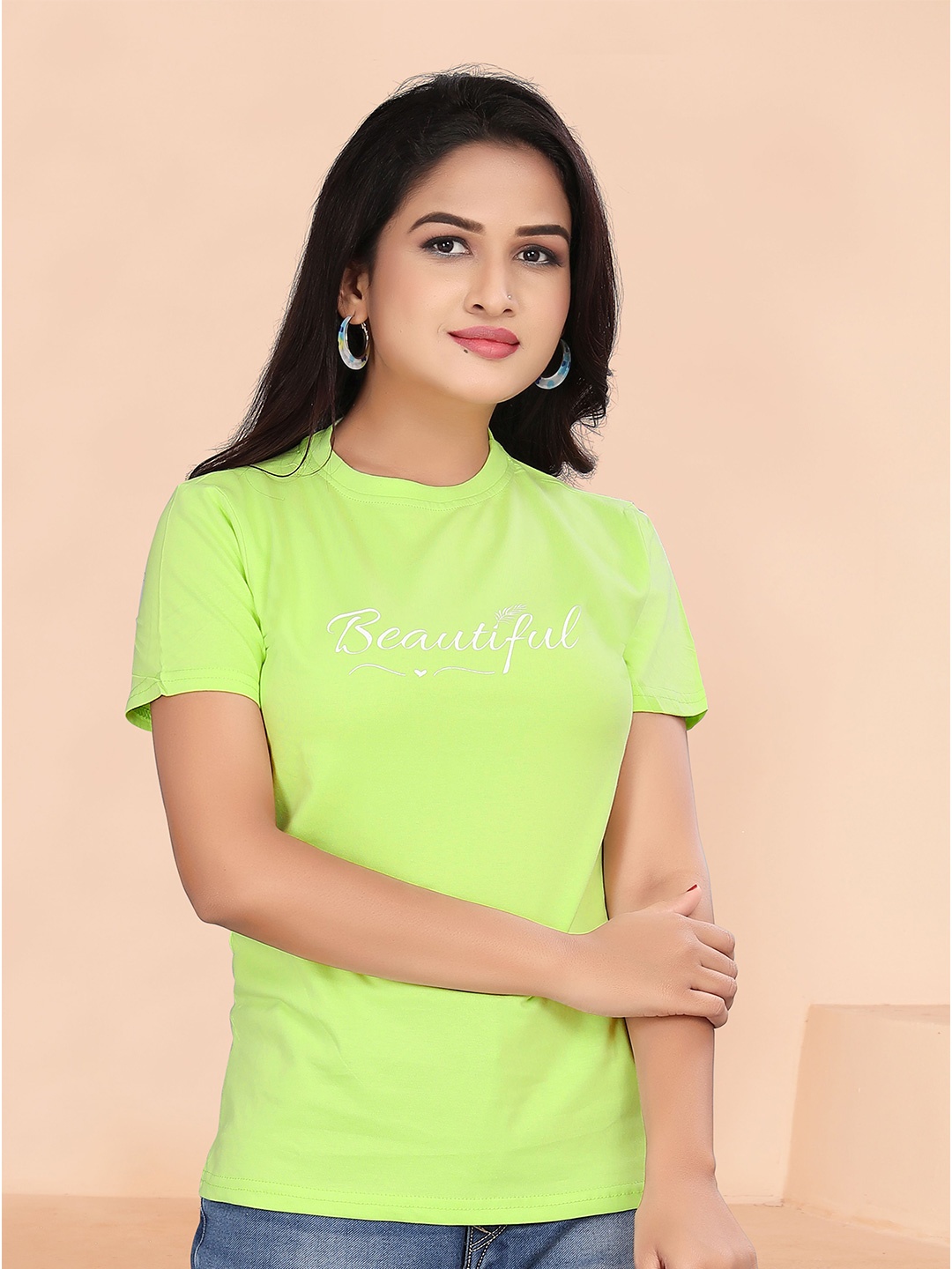 

BAESD Typography Printed Cotton T-shirt, Green