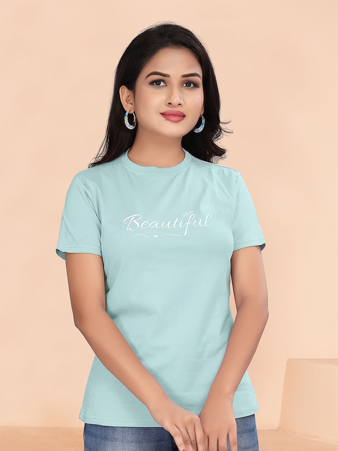 

BAESD Typography Printed Cotton T-shirt, Blue