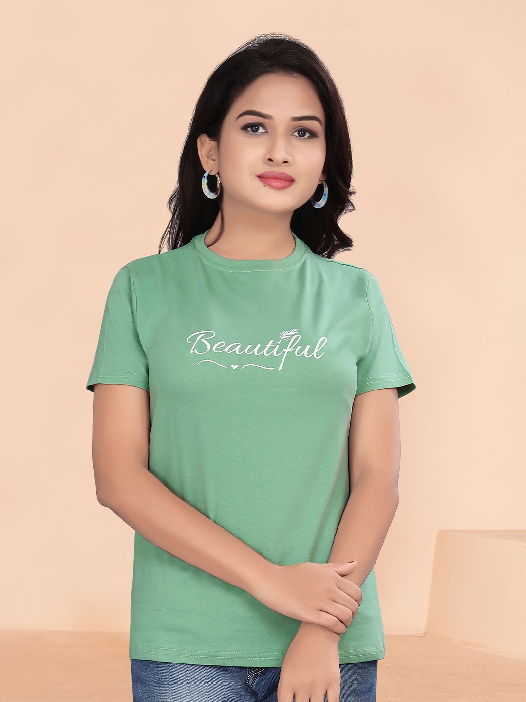 

BAESD Typography Printed Cotton T-shirt, Green