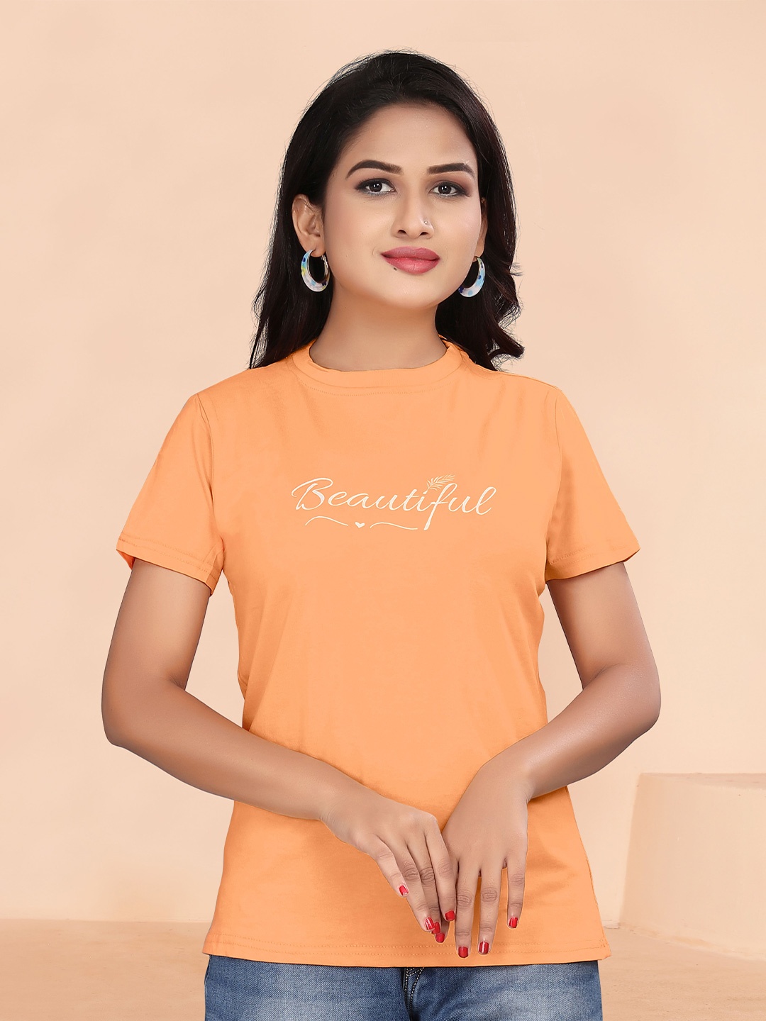 

BAESD Typography Printed Cotton T-shirt, Orange