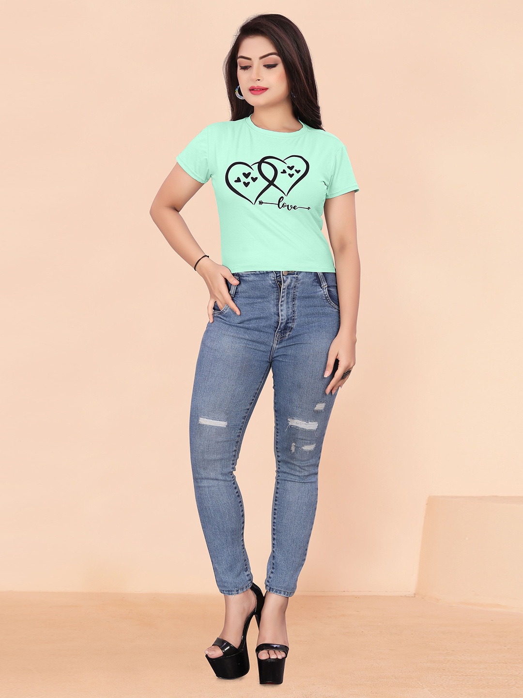 

BAESD Floral Printed Round Neck Short Sleeves Cotton Regular T-shirt, Green