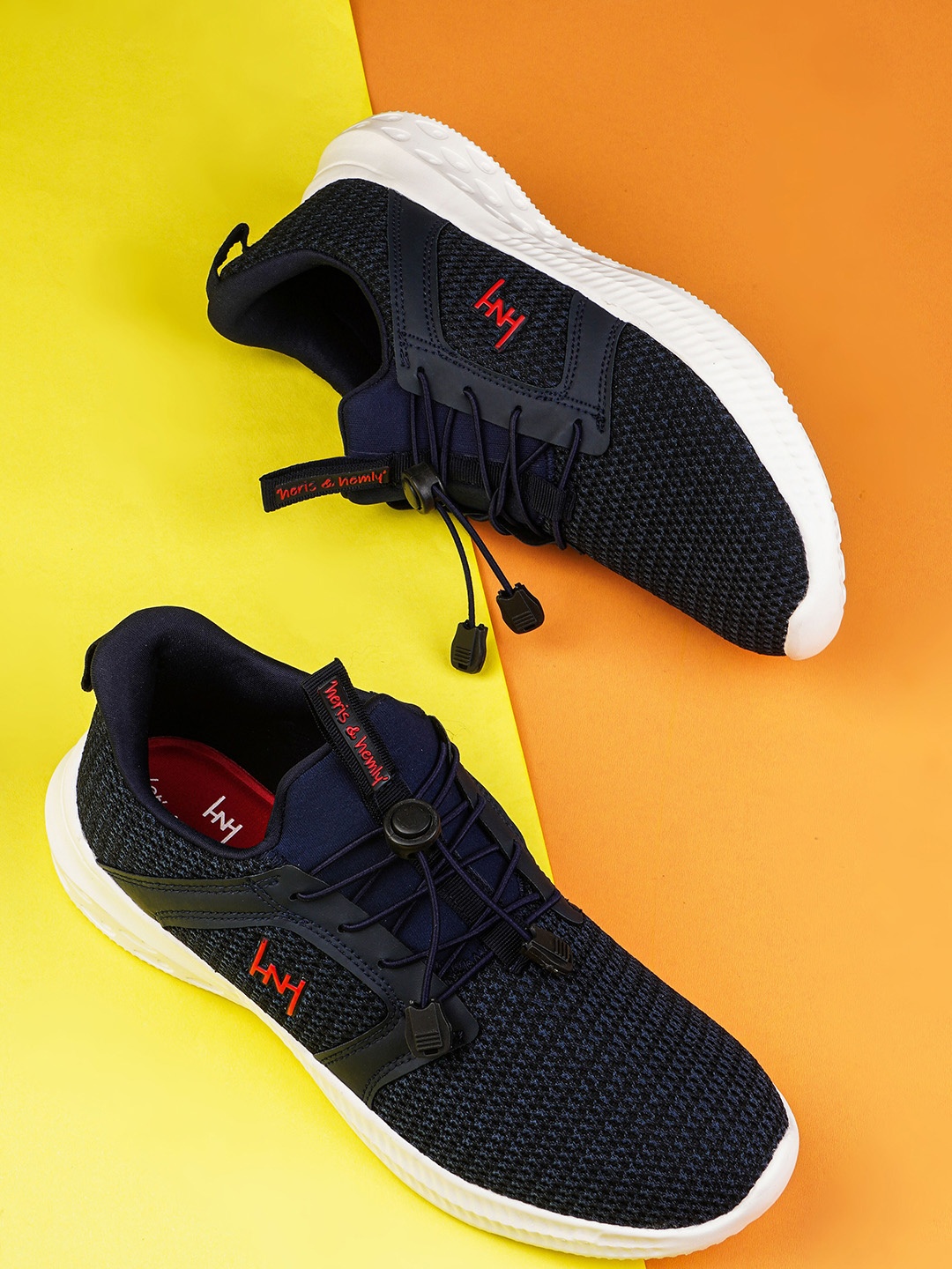 

Heris & Hemly Men Lace Up Flyknit Mesh Running Shoes, Navy blue
