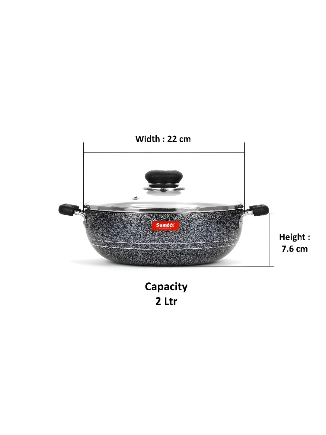 

Sumeet Silver-Toned Aluminium Dishwasher Safe Kadhai or Wok