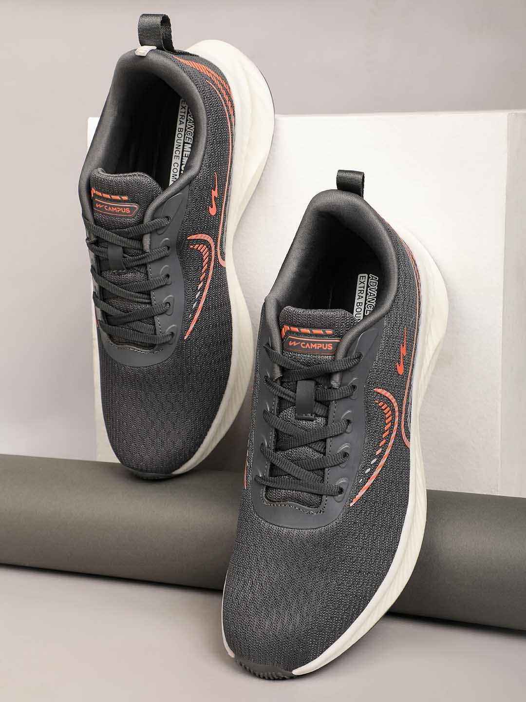 

Campus Men Lace Up Mesh Running Shoes, Grey melange