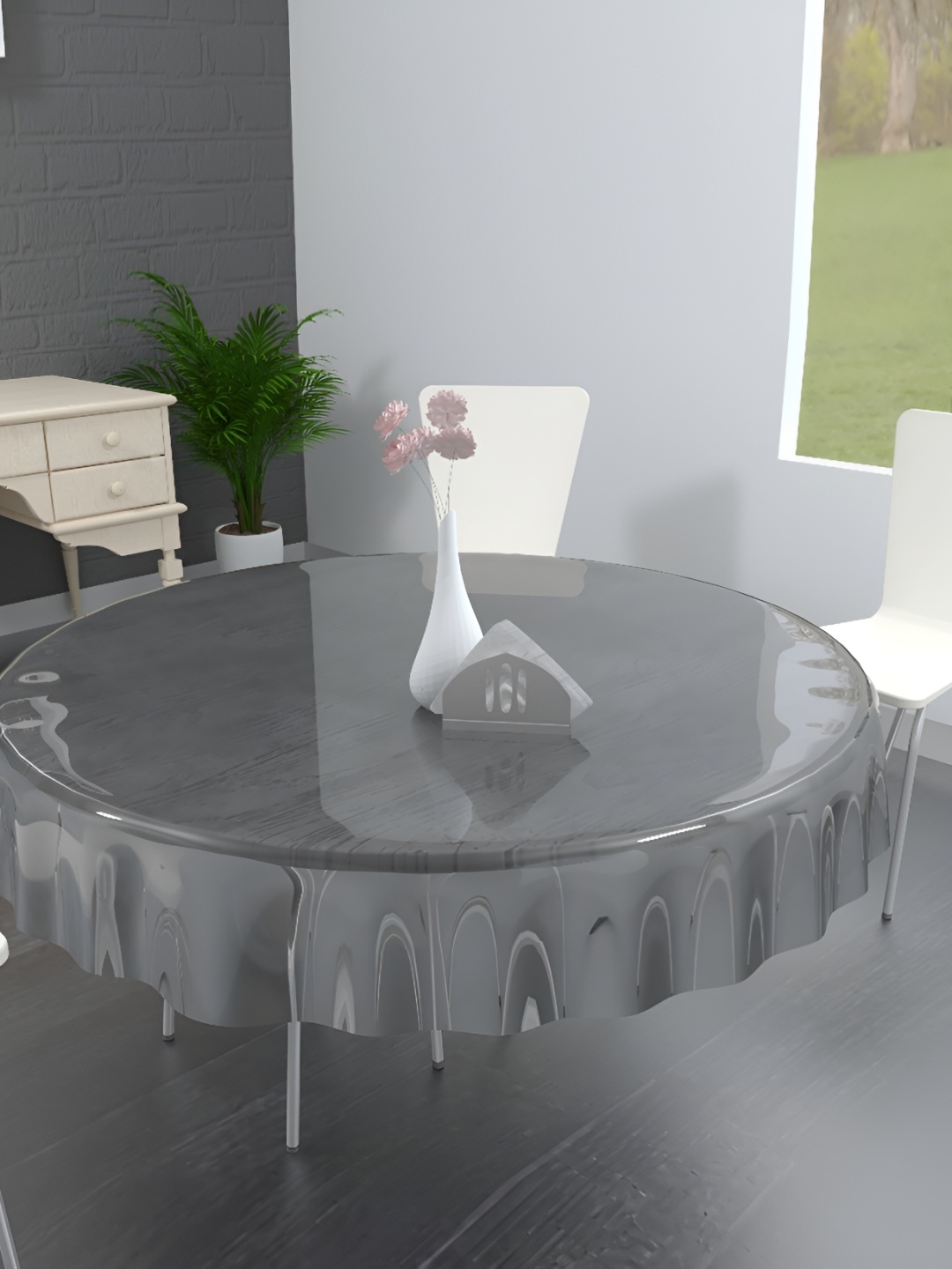 

MONKDECOR Transparent 4 Seater Round Waterproof Table Cover