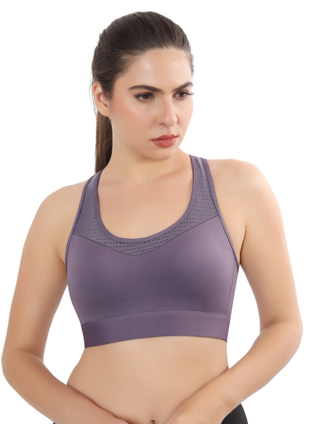 

FABLUK Full Coverage Lightly Padded Workout Bra With Anti Bacterial, Purple